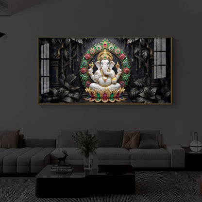 Depicts Lord Ganesha Modern Luxury Backlight Horizontal Wall Art