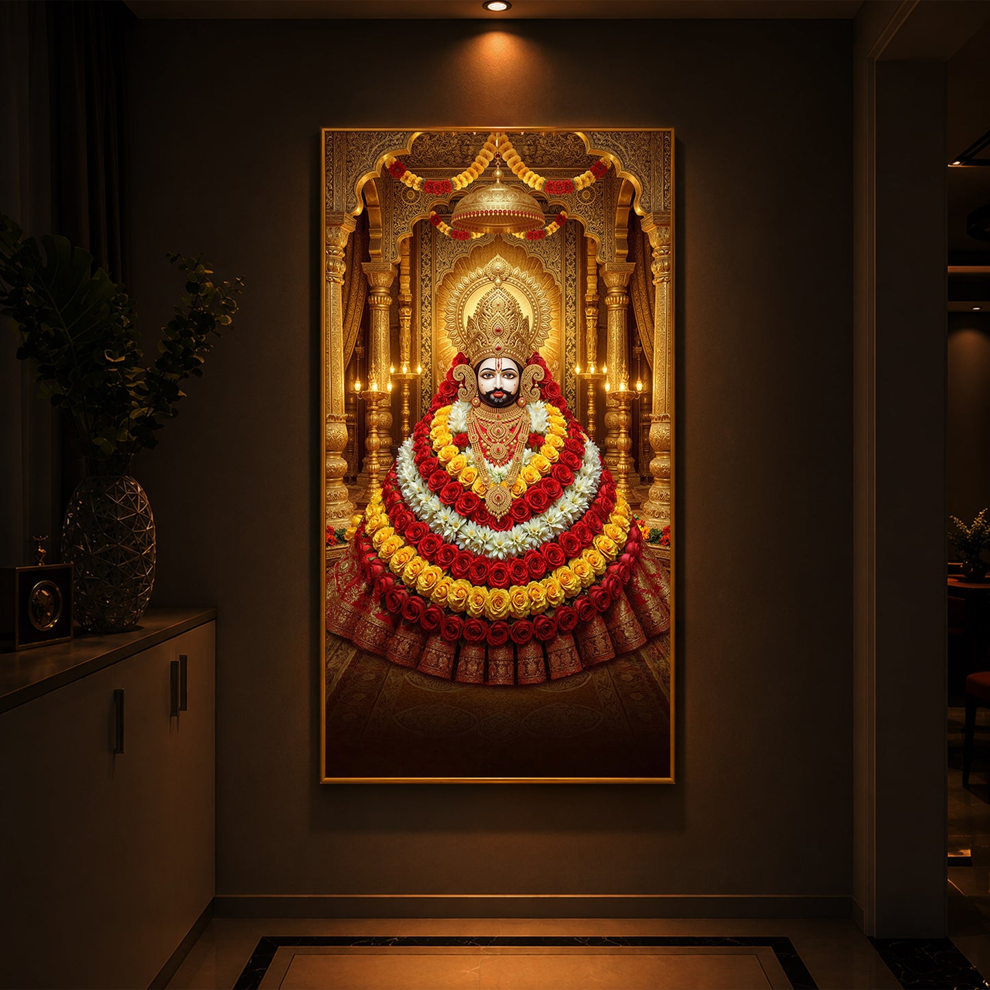 Khatu Shyam Baba Modern Luxury Backlight Vertical Wall Art