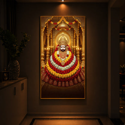Khatu Shyam Baba Modern Luxury Backlight Vertical Wall Art