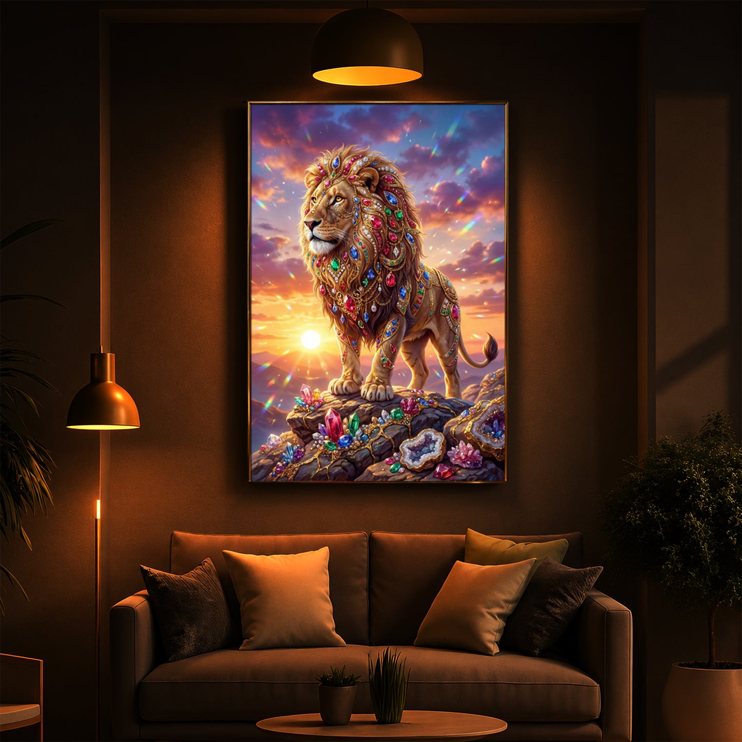 Majestic Lion Modern Luxury Backlight Vertical Wall Art