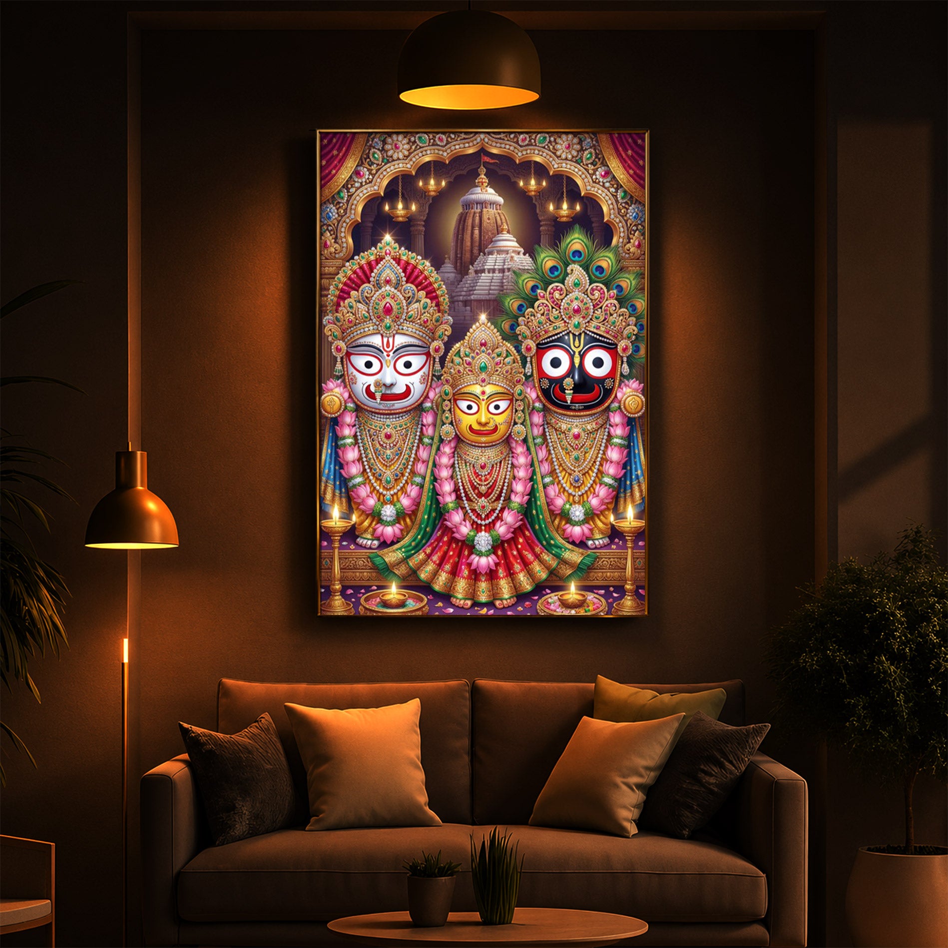 Blessings Of Lord Jagannath Modern Luxury Backlight Vertical Wall Art