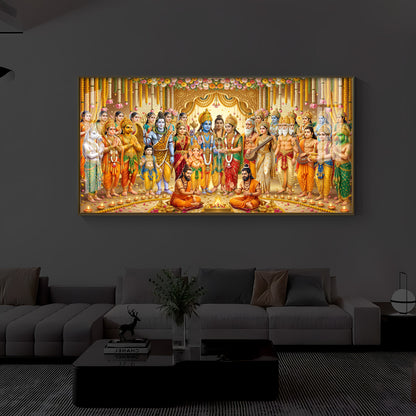 Divine Depiction of Shrinivasa Kalyanam Modern Luxury Backlight Horizontal Wall Art