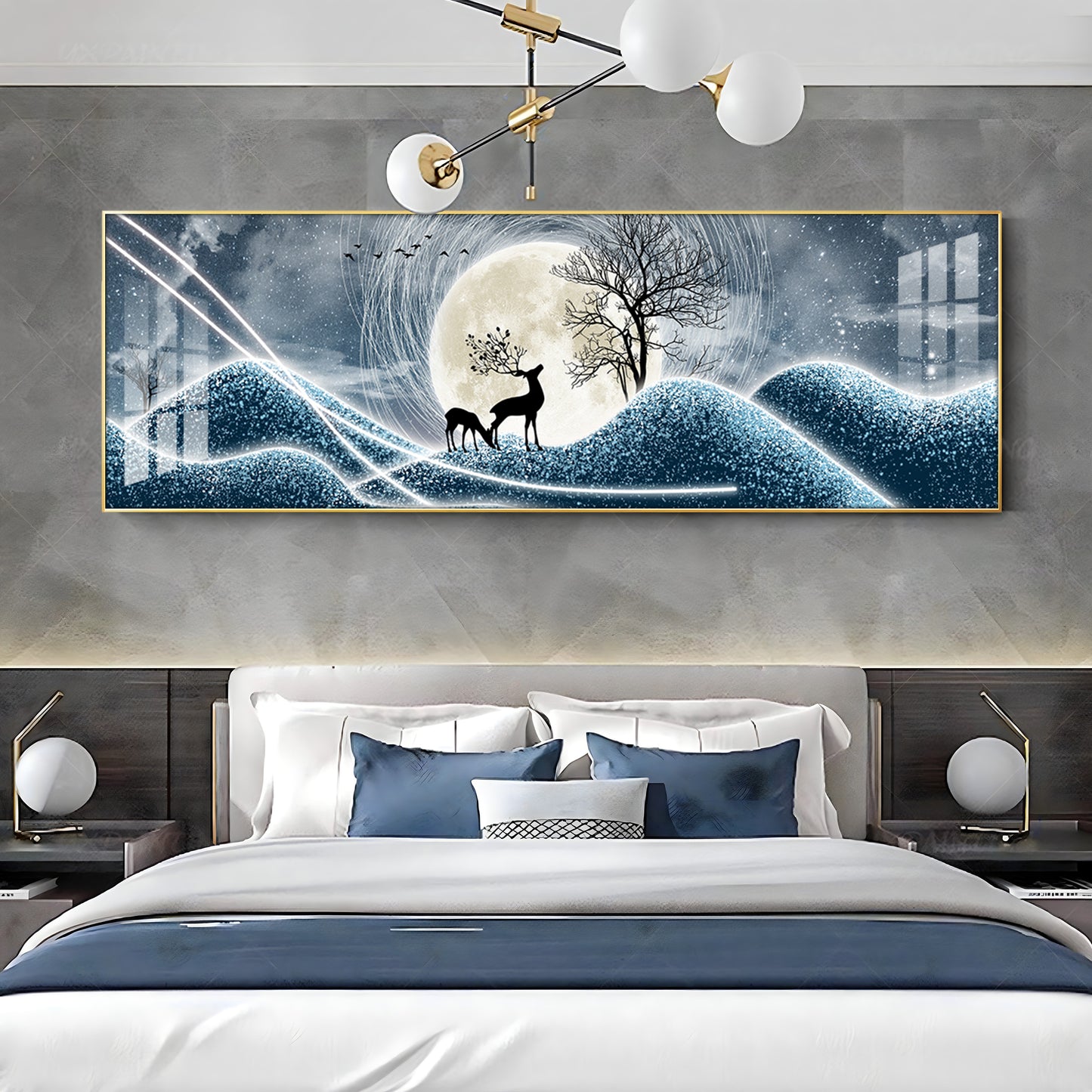 Moonlit Forest Serenade Premium Acrylic Horizontal Wall Art