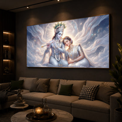 Krishna Radha Modern Luxury Backlight Horizontal Wall Art