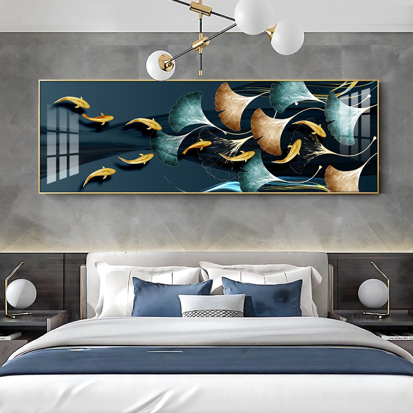 Glittering Goldfish Gala Premium Acrylic Horizontal Wall Art