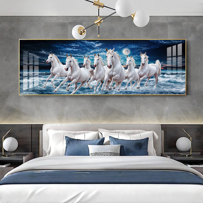 High-Quality Vastu Seven Running Horse Premium Acrylic Horizontal Wall Art