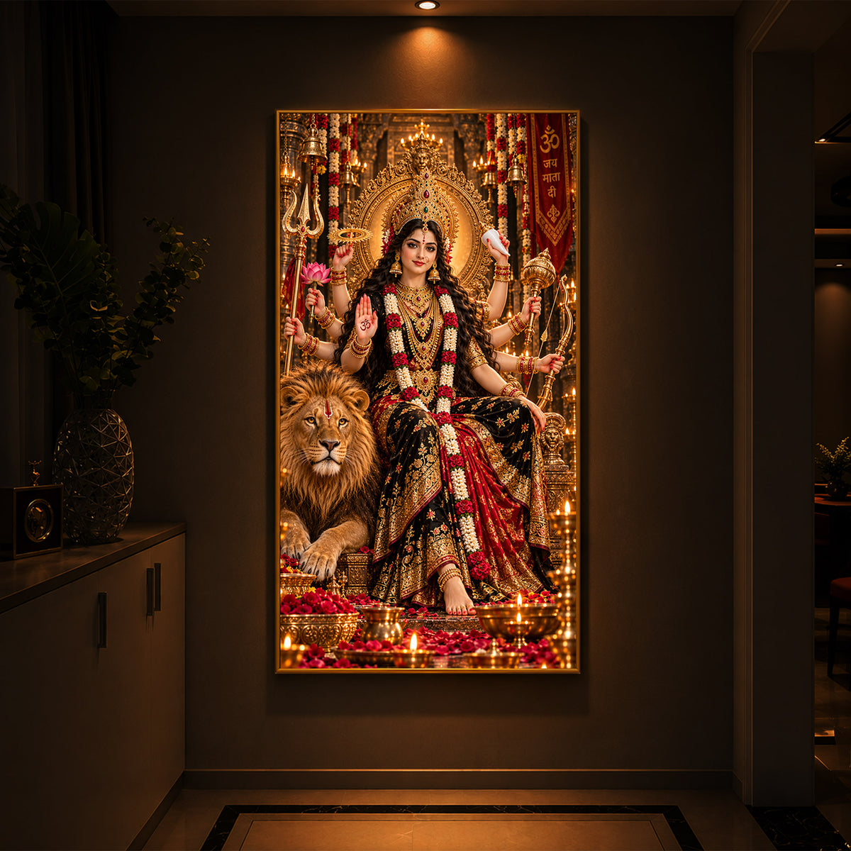 Maa Jagdamba Modern Luxury Backlight Vertical Wall Art