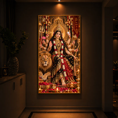 Maa Jagdamba Modern Luxury Backlight Vertical Wall Art
