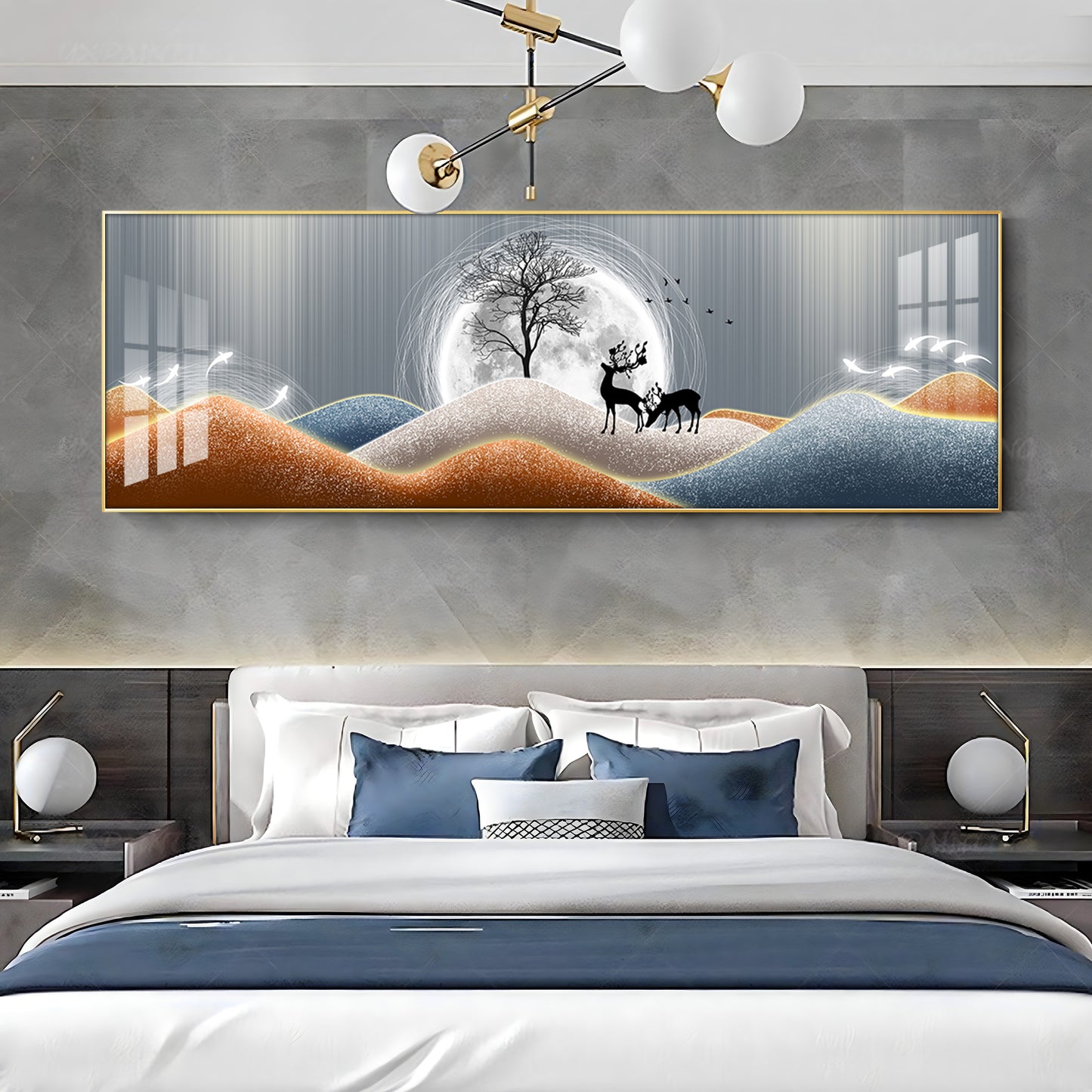 Deer & Tree Harmony Premium Acrylic Horizontal Wall Art