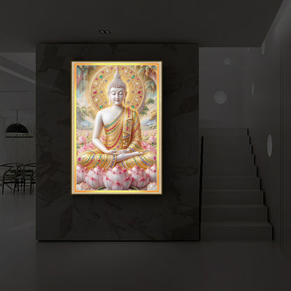 Divine Buddha Harmony Modern Luxury Backlight Vertical Wall Art