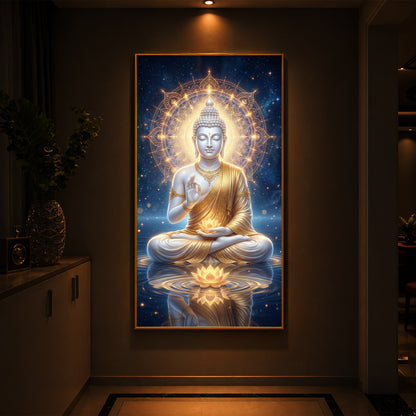 Blessings Of Buddha Modern Luxury Backlight Vertical Wall Art