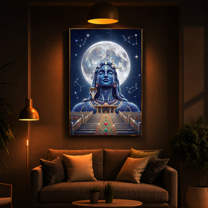 Divine Mahadev Modern Luxury Backlight Vertical Wall Art