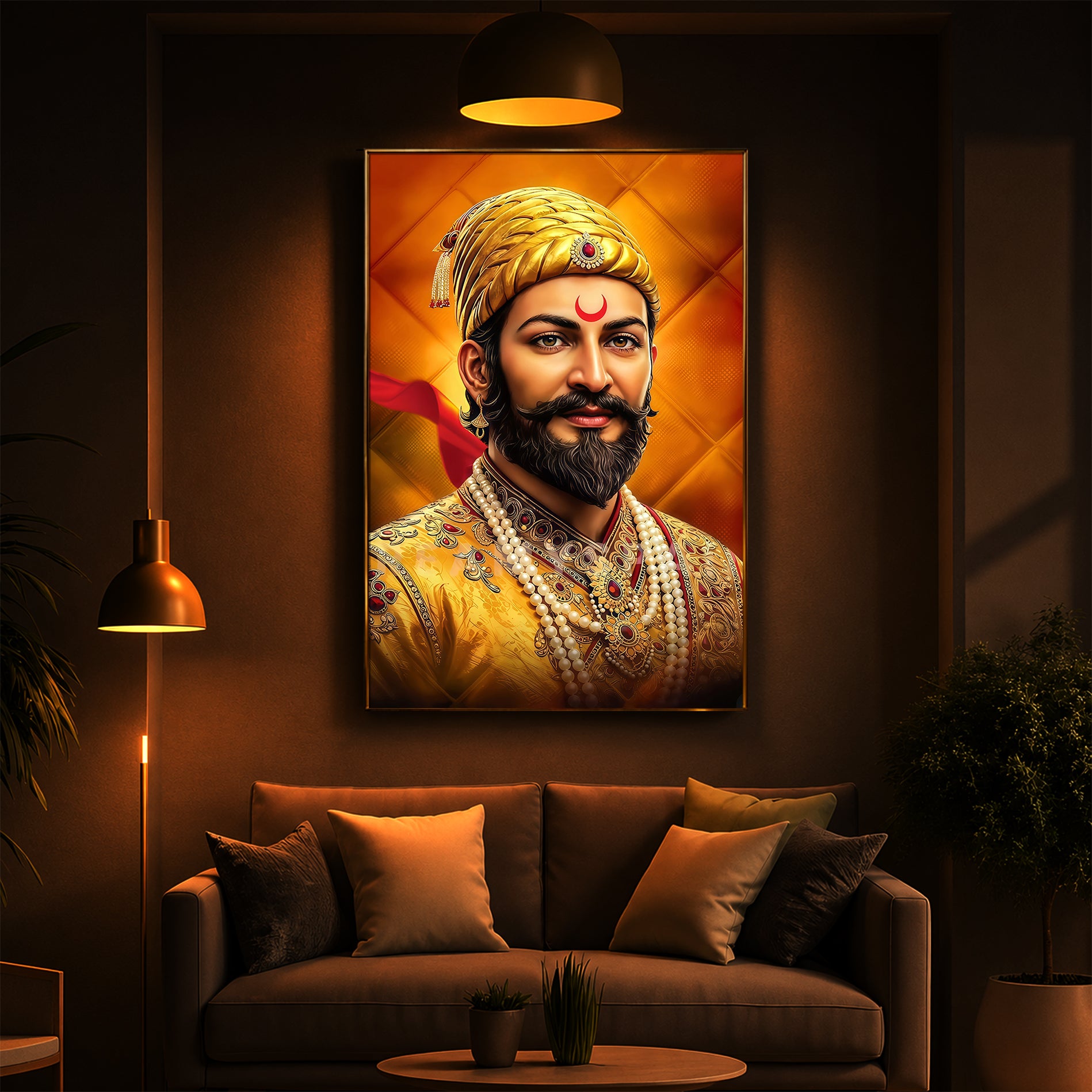 Chhatrapati Shivaji Modern Luxury Backlight Vertical Wall Art