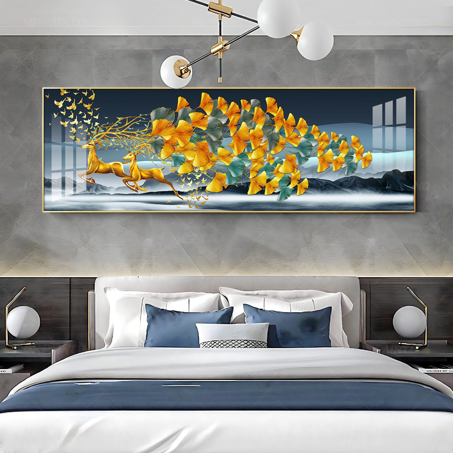 Deer Running Delight Premium Acrylic Horizontal Wall Art