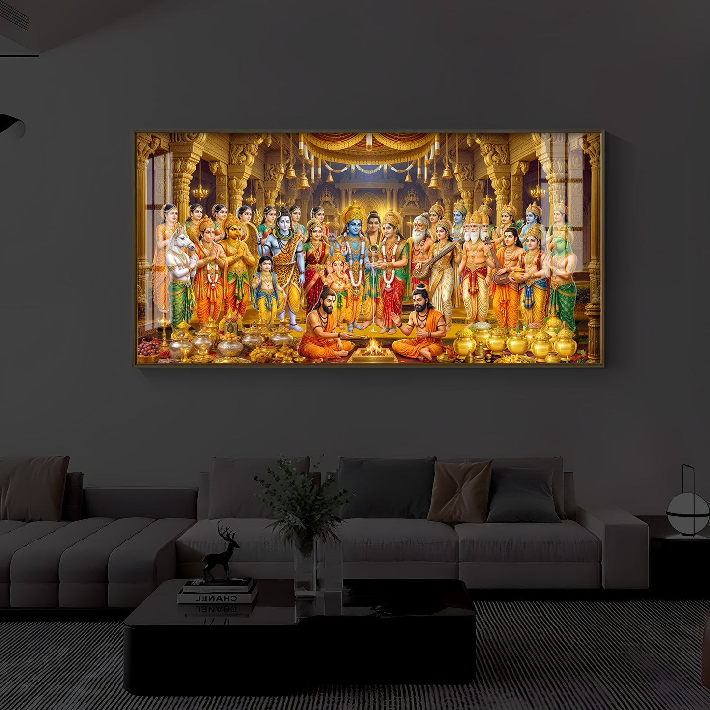 Srinivasa Kalyanam Modern Luxury Backlight Horizontal Wall Art