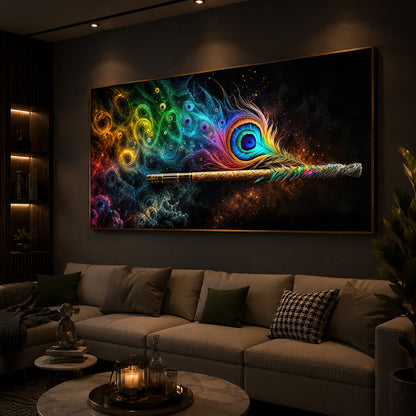 Divine Krishna Coverts Illumination Modern Luxury Backlight Horizontal Wall Art