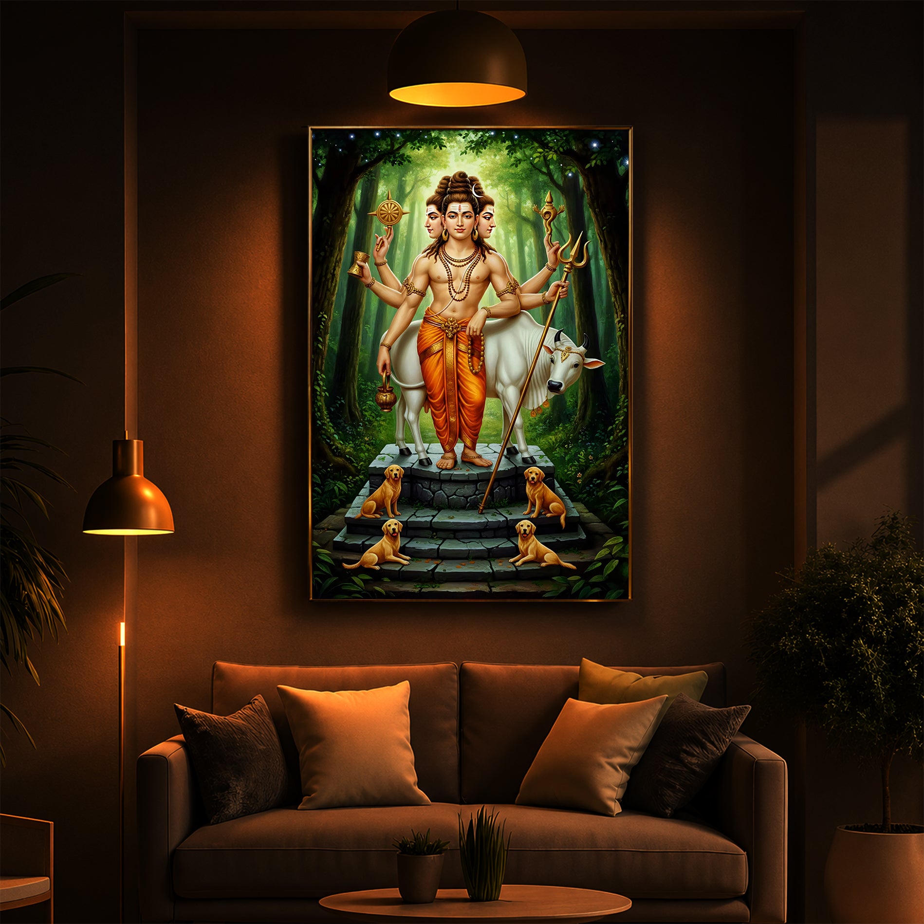 Jai Guru Dattatreya Modern Luxury Backlight Vertical Wall Art