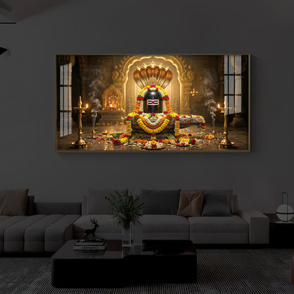 Mahadeva Shivling Modern Luxury Backlight Horizontal Wall Art