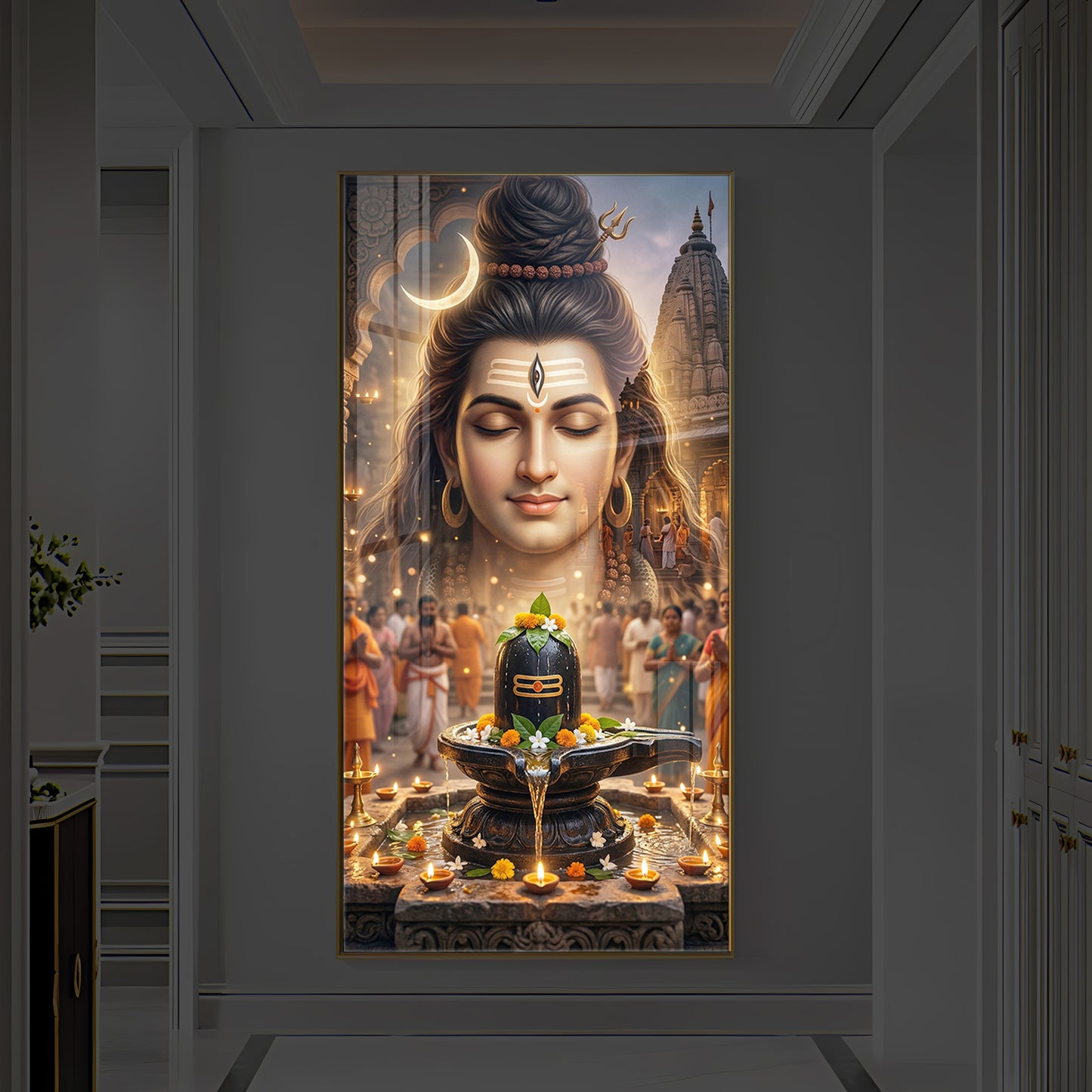 Lord Shiva Modern Luxury Backlight Vertical Wall Art