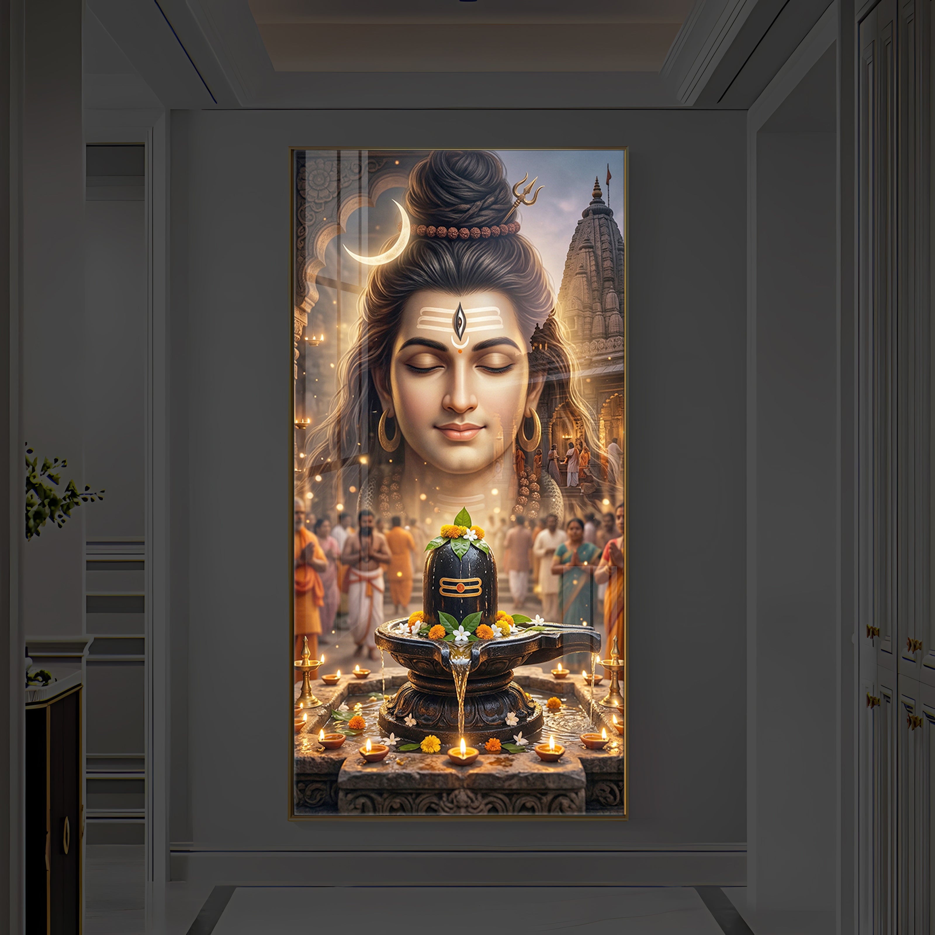 Lord Shiva Modern Luxury Backlight Vertical Wall Art
