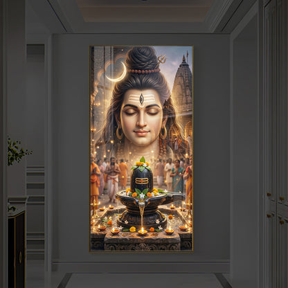 Lord Shiva Modern Luxury Backlight Vertical Wall Art