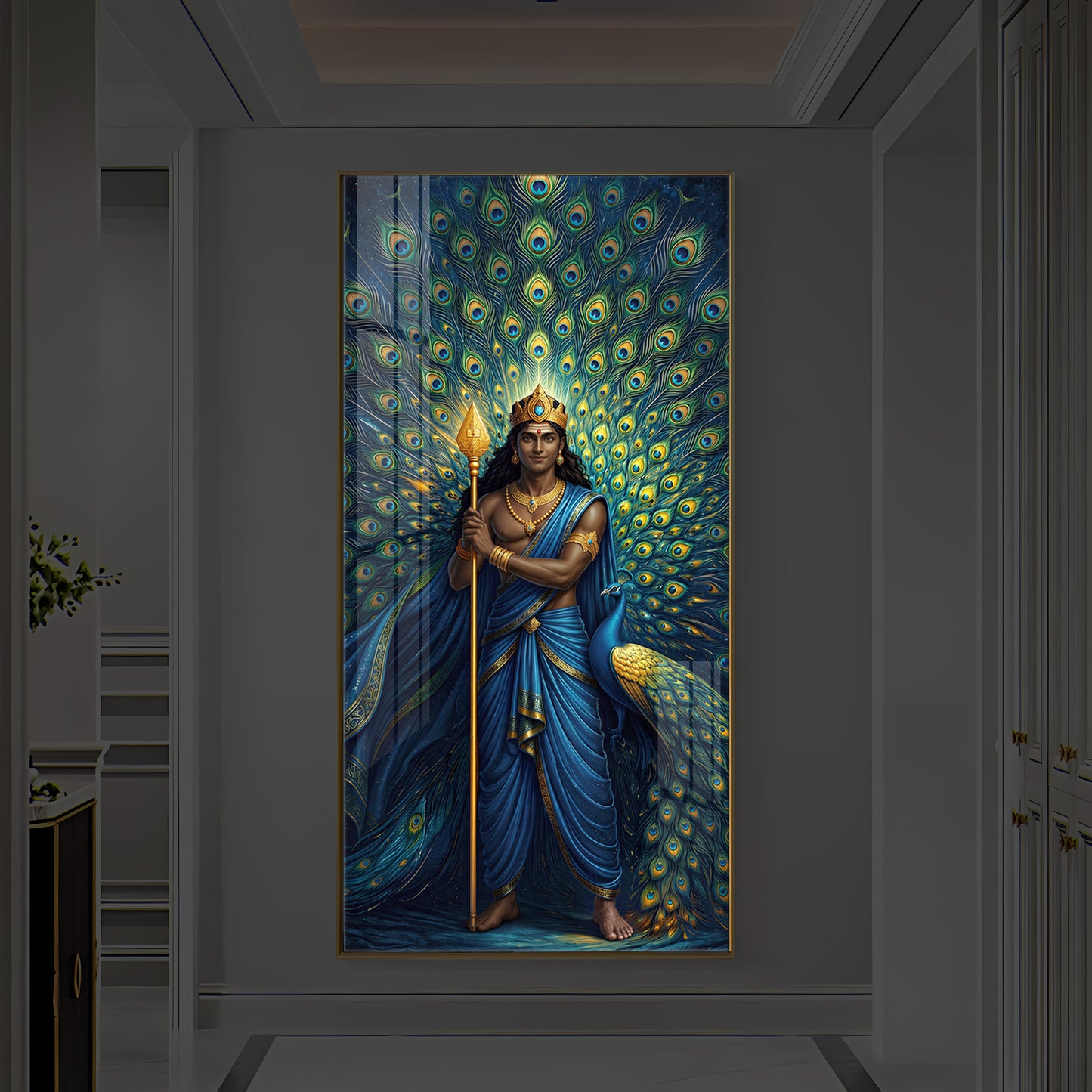 Murugan Bhagwan Ji Modern Luxury Backlight Vertical Wall Art