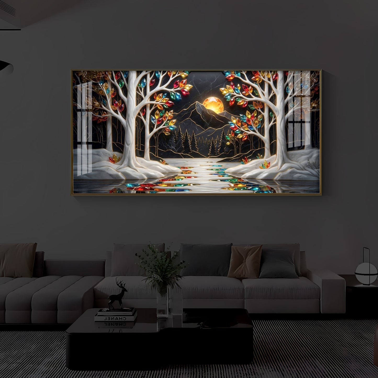 Tree Of Life Modern Luxury Backlight Horizontal Wall Art