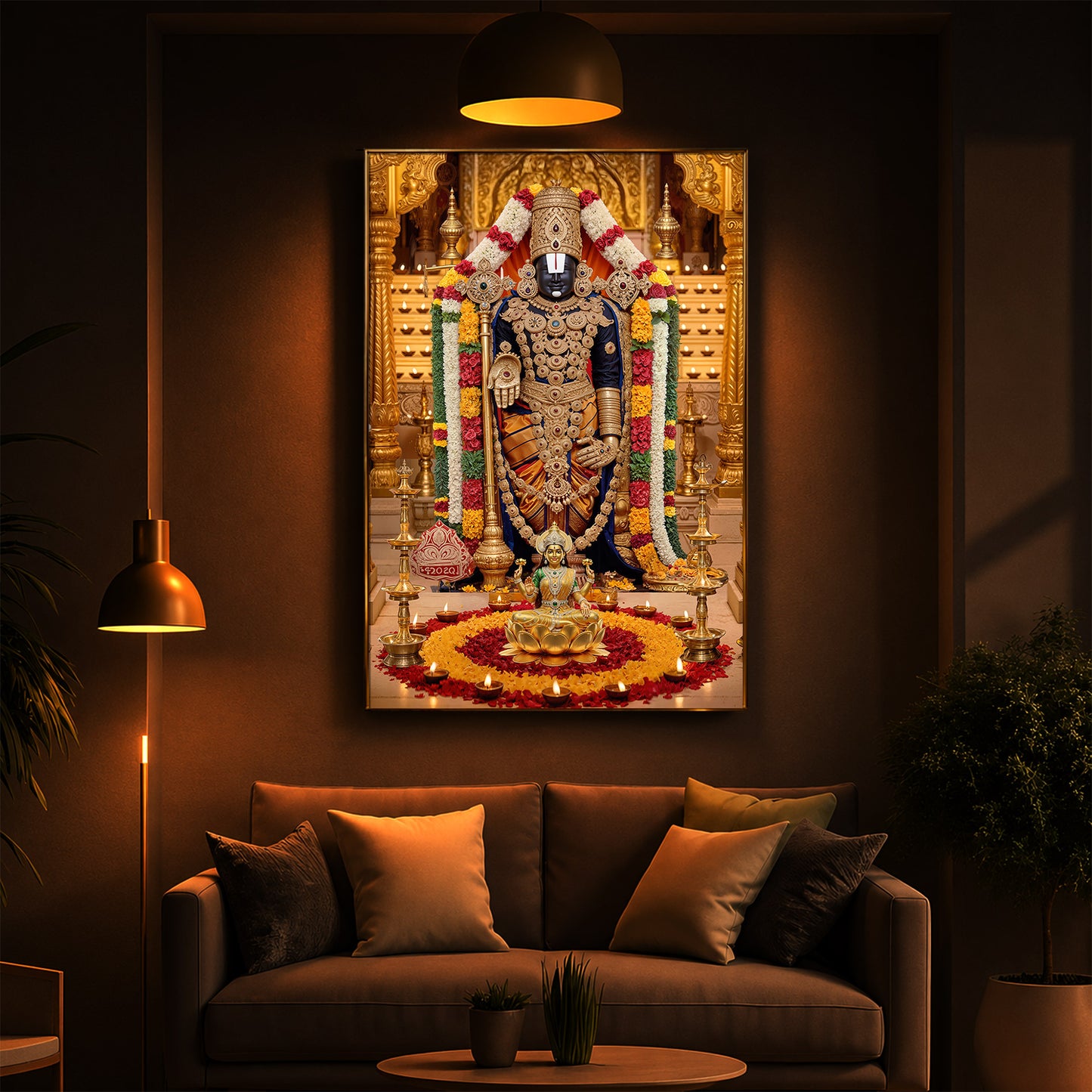 Tirupati Balaji Modern Luxury Backlight Vertical Wall Art
