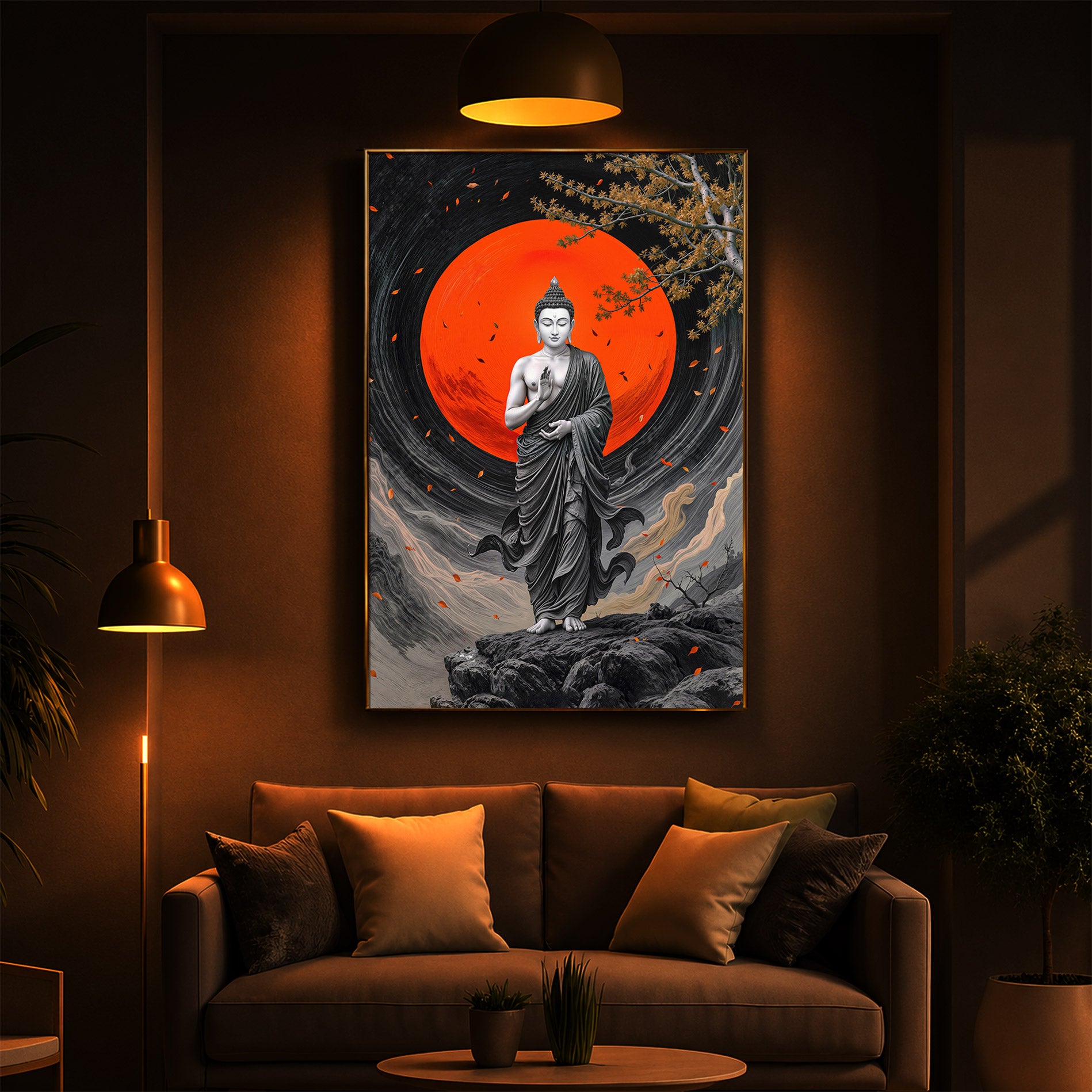 Buddhay Ji Modern Luxury Backlight Vertical Wall Art