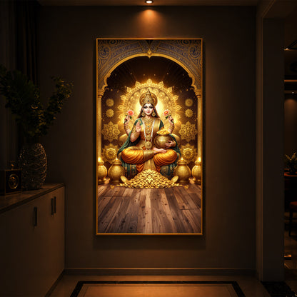 Goddess Lakshmi Maa Modern Luxury Backlight Vertical Wall Art
