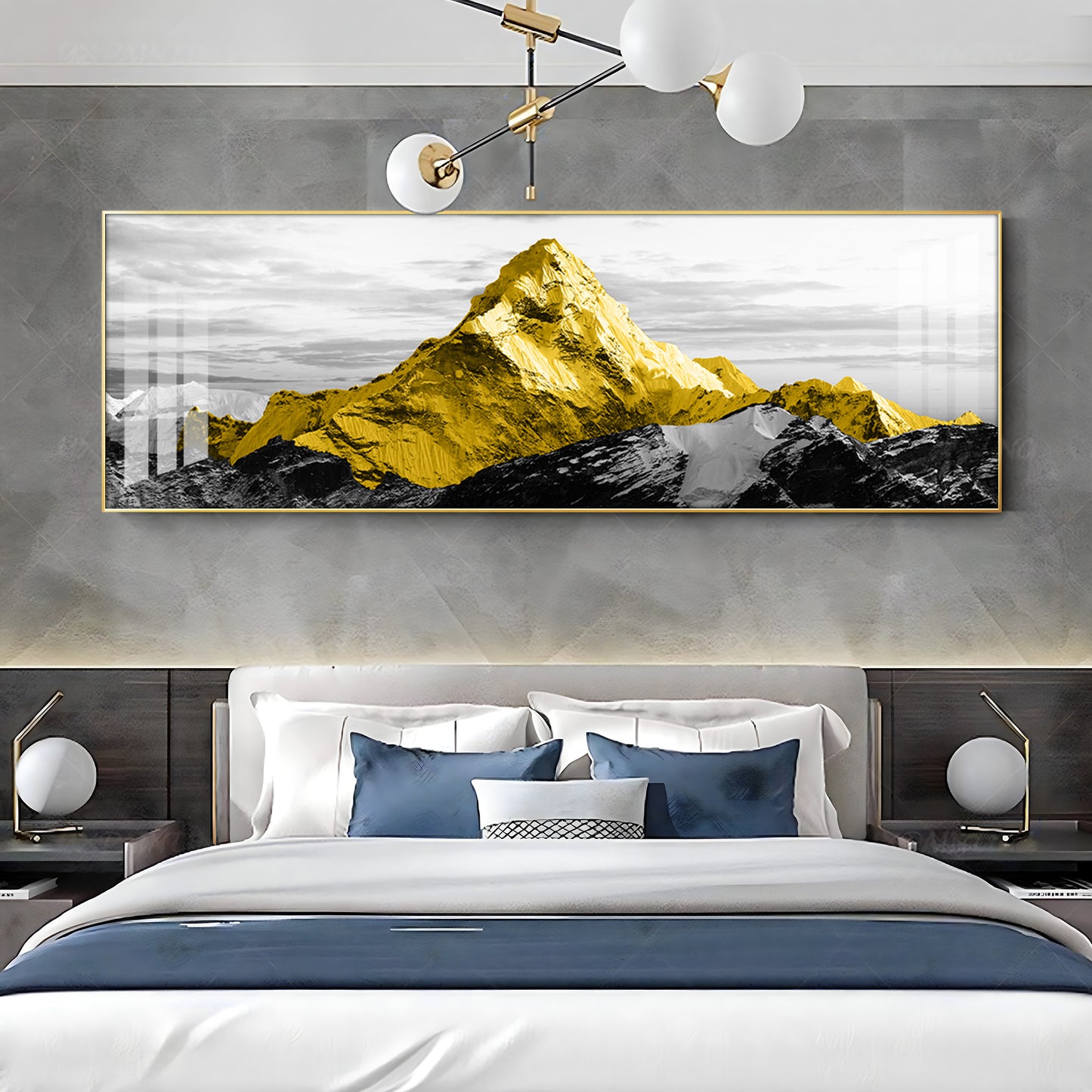 Elegant Yellow Mountains Premium Acrylic Horizontal Wall Art