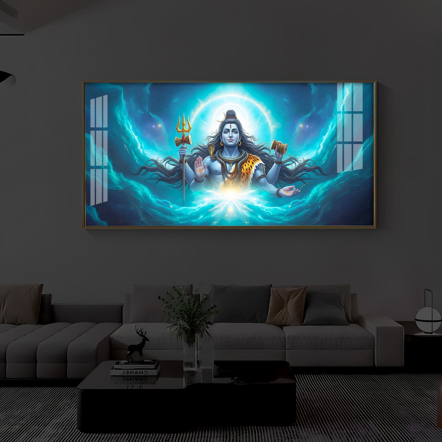 Cosmic Shiva Modern Luxury Backlight Horizontal Wall Art