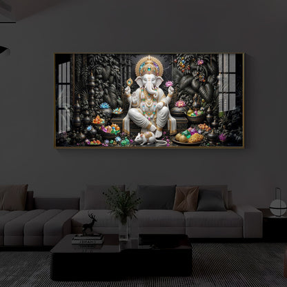 Divine Lord Ganesha Modern Luxury Backlight Horizontal Wall Art