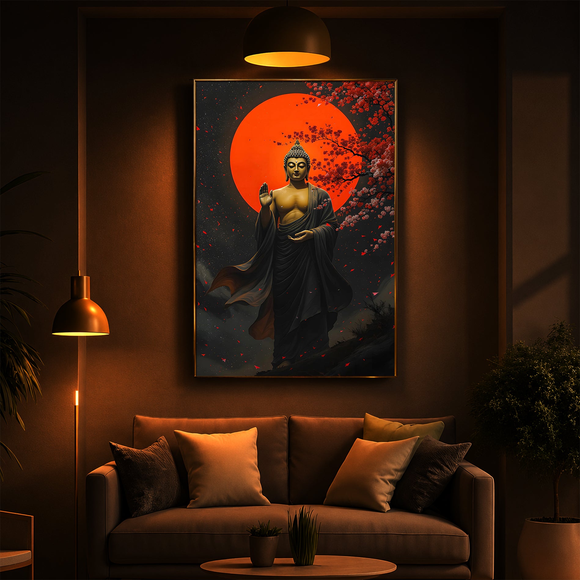 Gautam Buddh Modern Luxury Backlight Vertical Wall Art
