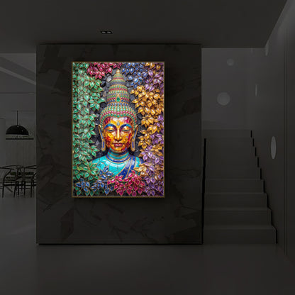 Buddha Colorful Modern Luxury Backlight Vertical Wall Art