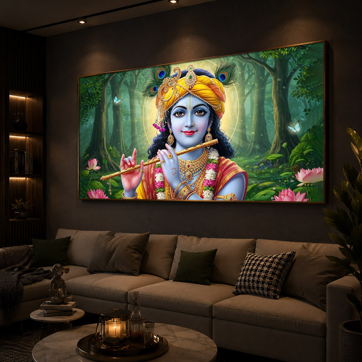 Shri Krishna Ji Modern Luxury Backlight Horizontal Wall Art
