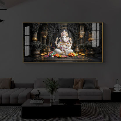 Lord Ganesha Modern Luxury Backlight Horizontal Wall Art