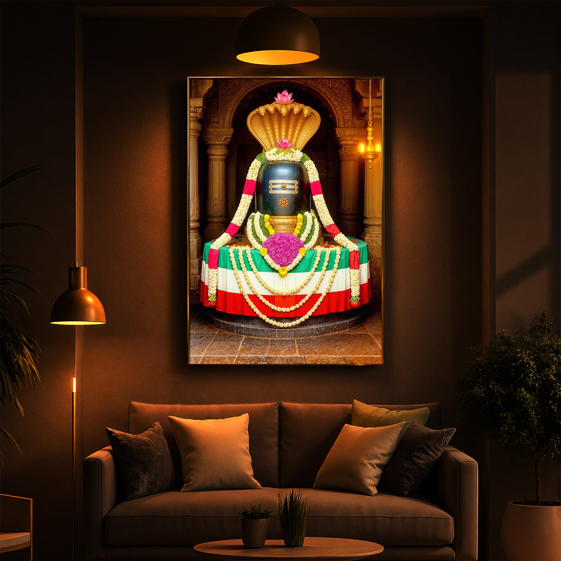 Om Namaha Shivaya Modern Luxury Backlight Vertical Wall Art