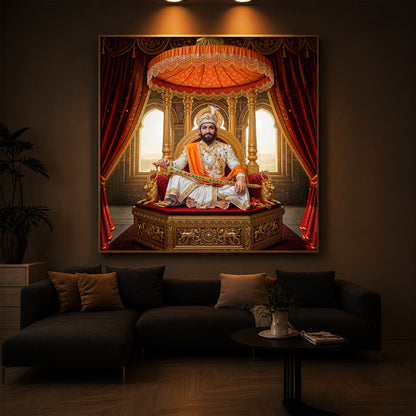 Rajyabhishek of Chattrapati Shivaji Maharaj Modern Luxury Backlight Square Wall Art