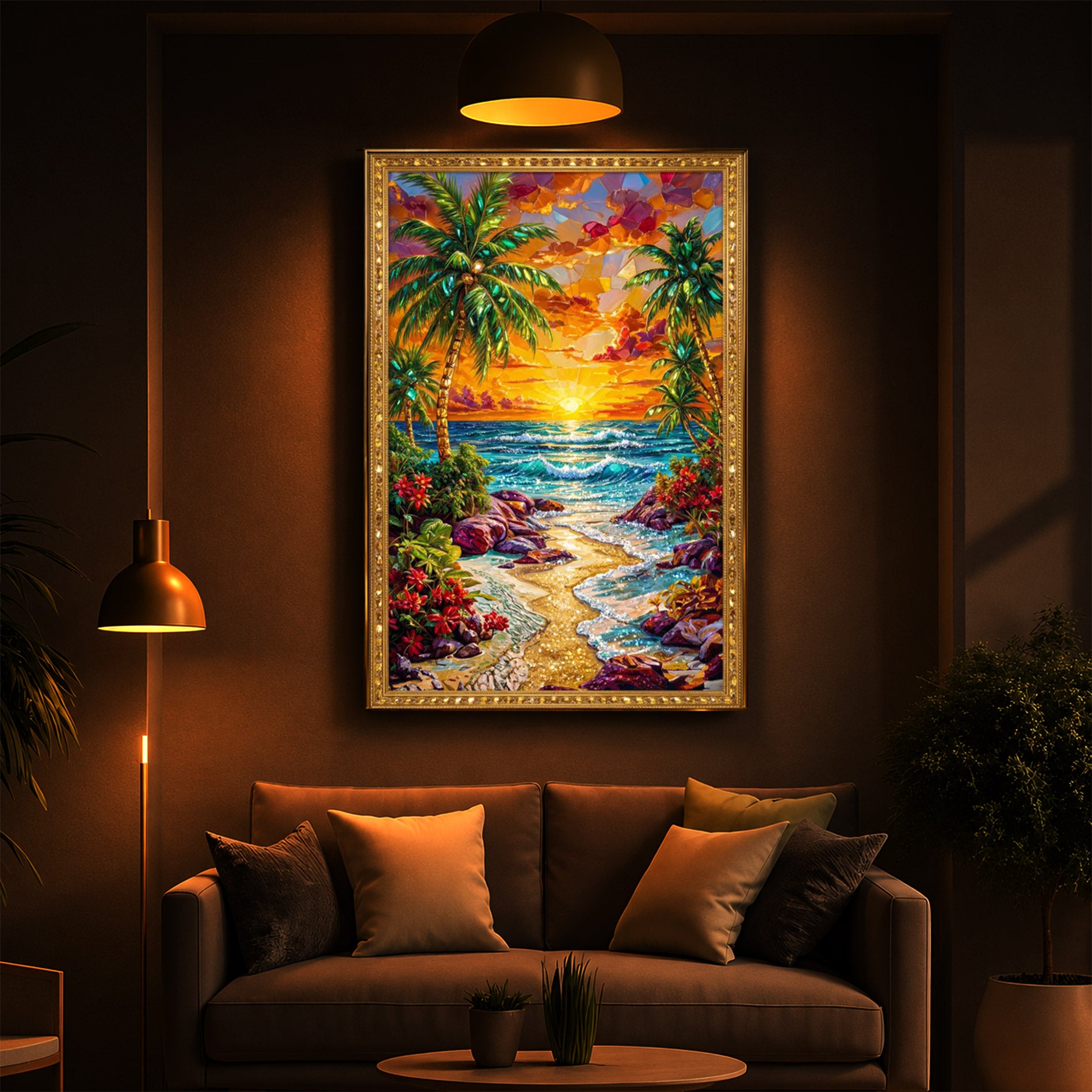 Coastal Bliss Modern Luxury Backlight Vertical Wall Art