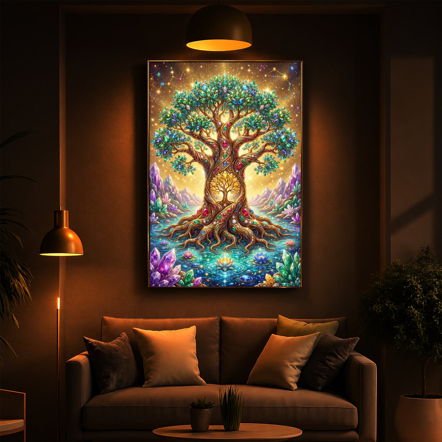 Majestic Tree Of Life Modern Luxury Backlight Vertical Wall Art