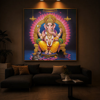 Divine Ganesh JI Modern Luxury Backlight Square Wall Art