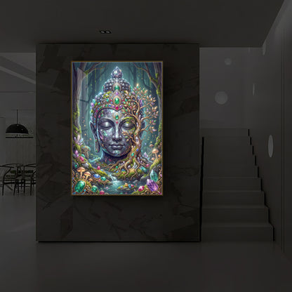 Lord Gautam Buddha Modern Luxury Backlight Vertical Wall Art