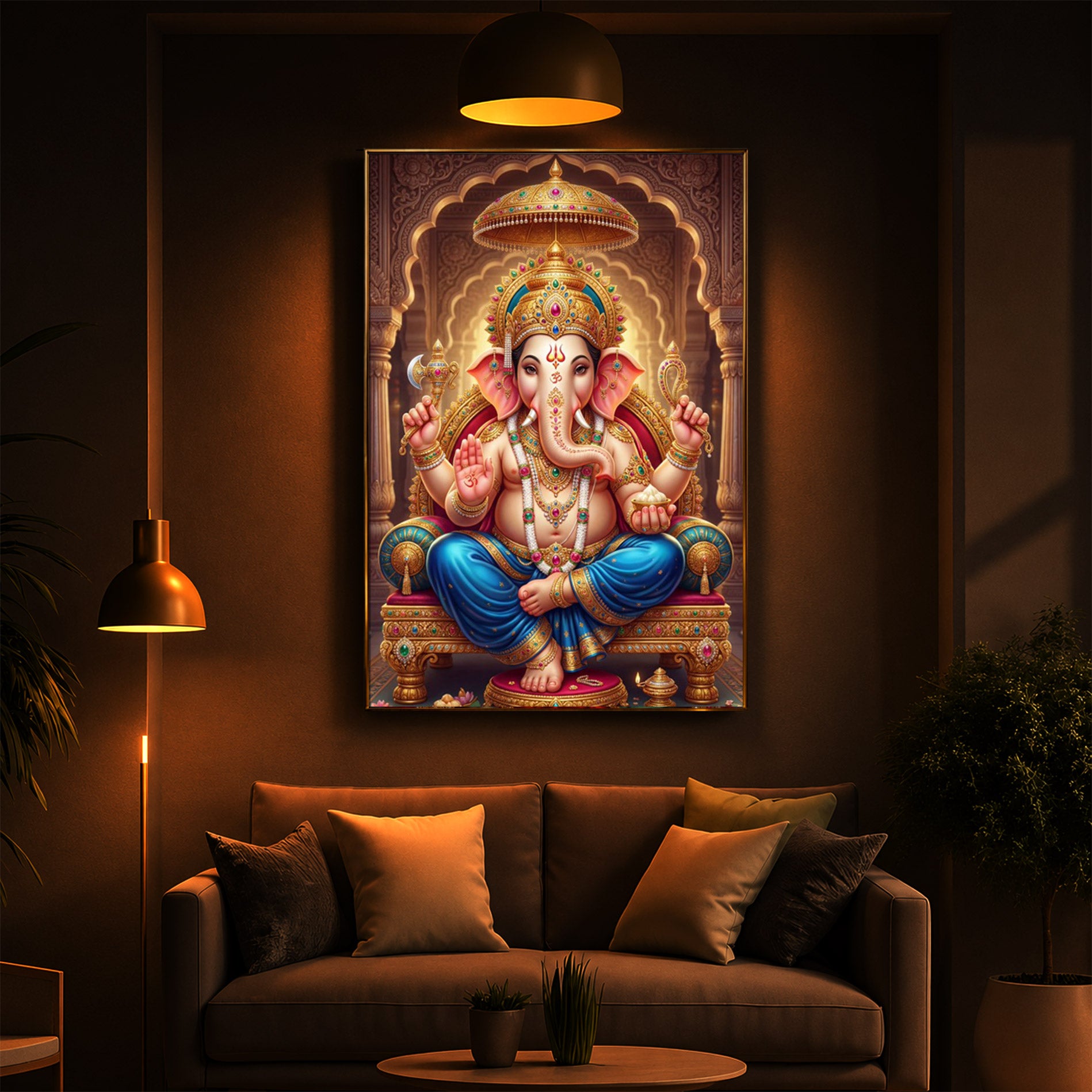 Shree Ganesh Modern Luxury Backlight Vertical Wall Art