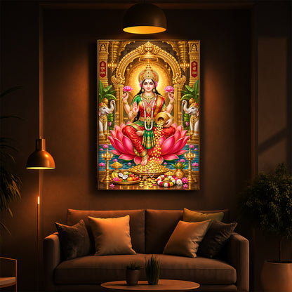 Devi Lakshmi Maa Modern Luxury Backlight Vertical Wall Art