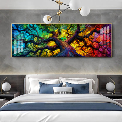 Colorful Mosaic Tree Premium Acrylic Horizontal Wall Art
