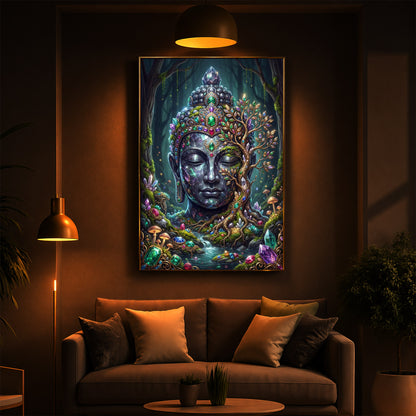 Lord Gautam Buddha Modern Luxury Backlight Vertical Wall Art