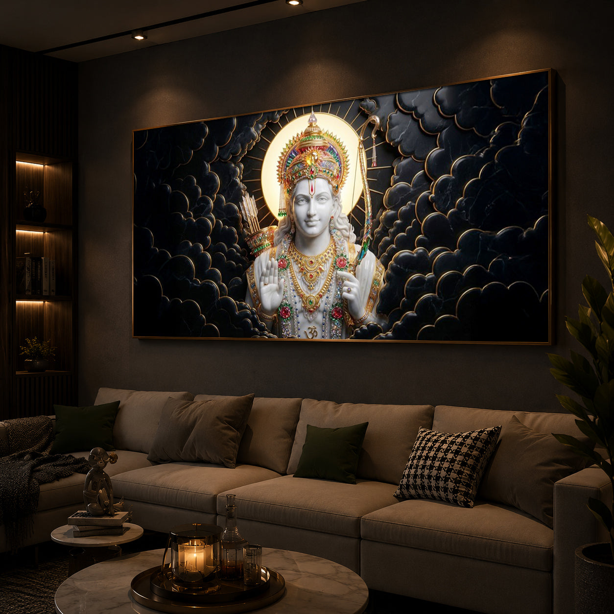 Lord Ram Modern Luxury Backlight Horizontal Wall Art