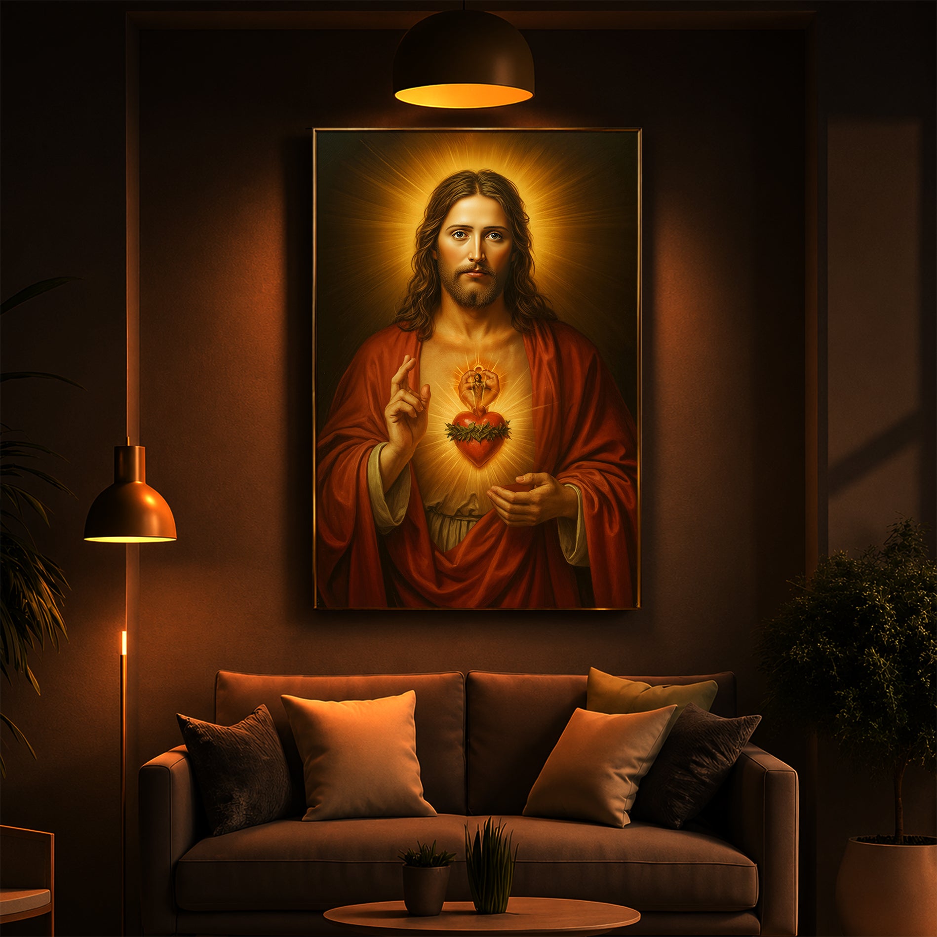 Heart Of Jesus Modern Luxury Backlight Vertical Wall Art