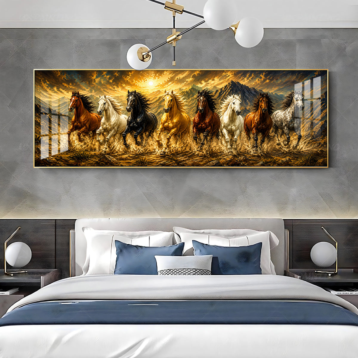 Eight Horses Mountains Premium Acrylic Horizontal Wall Art